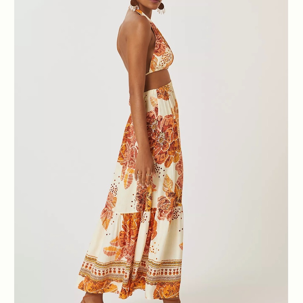 FARM RIO X Anthropologie Cutout Floral Maxi Boho Dress Size Small NWT - Picture 3 of 13